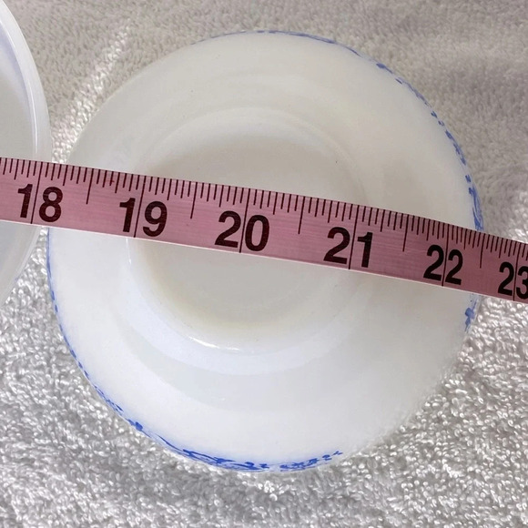 Vintage Termo-Rey Milk Glass Cereal Bowls W Blue Floral Pattern x2 - Picture 12 of 13